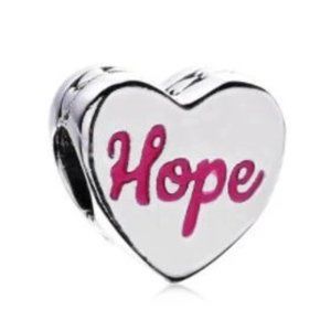 925 Sterling Silver Pink Ribbon Breast Cancer Hope and Awareness Heart Charm
